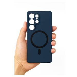 Samsung Galaxy S25 Ultra Strong Magnetic Silicone Case Soft Slim-fit Liquid Silicone Phone Case Vibrant Blue Color, Magnetic (supports wireless charging)