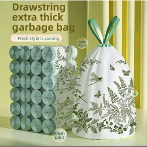 X50pcs Setextra Thickened Aerial Kitchen Garbage Bags Drawstring