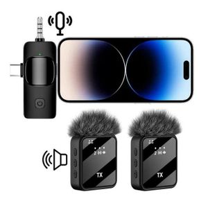 High sensitive dual  microphones  Clip on lavalier rechargeable Wireless microphone for tiktok video recording and live