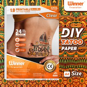 WinnerTransfer Temporary Tattoos for Men Women Kid Printable Clear Tattoo  Transfer Paper A4 10sheets Tattoo Printing Paper