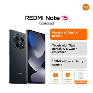 XIAOMI Redmi Note 15, 6.8", 6GB RAM + 128GB, 6000mAh, Black (25 Months Warranty) + Free Buds 6 Play 