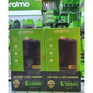 Oraimo Traveler 15 OPB-1201P 15W 20,000mAh Fast Charging Power Bank with Type C Output Portable External Battery for Phones Tablets and Gadgets