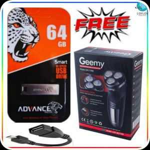Advance High Speed 64GB Flash Disk USB + Free Geemy Rechargeable Smoother  & Otg Type B