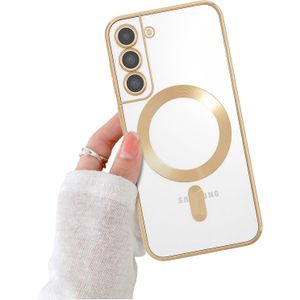Gold Electroplated Magnetic for MagSafe Shockporoof Transparent Case Cover for Samsung Galaxy S22