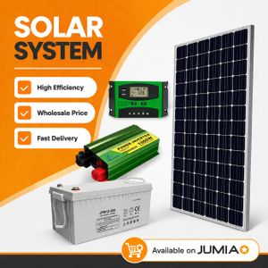 Solarmax 300W Solar Panel Full Kit + 200Ah Solar Battery +1000W Solar Inverter +30 Ah Solar Charge Controller + 5 DC Bulb + 10m Cable