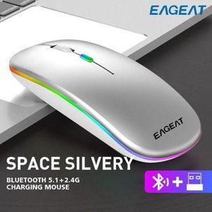 EAGEAT  Wireless Mouse 2.4GHz Rechargeable Silver - Bluetooth 5.2, 3-Level DPI