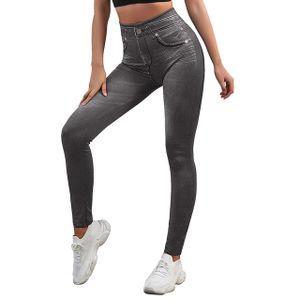 Fashion Jeggings Women Faux Denim Jeans Leggings High Waisted