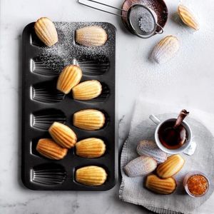 12-Cavity Madeleine Baking Tray – Non-Stick Stainless Steel Shell Mold, Oven Safe