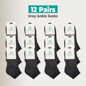 Moloca 12 Pairs Value Pack Office Ankle Socks – Unisex Cotton Comfortable Breathable Socks Casual,Grey