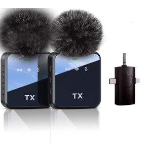 F11-2 Wireless Lavalier Microphone with Type-C, iPhone & 3.5mm Receiver – 360° Omnidirectional Audio for Content Creators