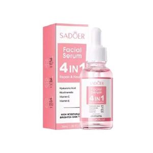 SADOER Facial Serum 4 in 1 Repair and Nourish with Hyaluronic Acid, Nicotinamide, Vitamin C and Vitamin E, High Moisturizing and Brighten Skin Tone, Rejuvenates, Whitens Blemishes and Dark Spots