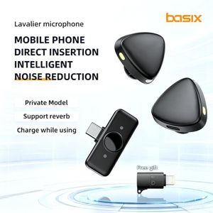 Basix  Lavalier Microphone Mobile Wireless Lavalier Microphone Intelligent Noise Reduction Mini Mic 2.4G Wireless