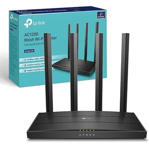 TPLink  AC1200 Wireless Dual Band Full Gigabit Wi-Fi Router, Wi-Fi Speed Up to 867 Mbps/5 GHz + 300 Mbps/2.4 GHz, 4+1 Gigabit Ports, Dual-Core CPU, Parental Control, Easy setup (Archer C6)