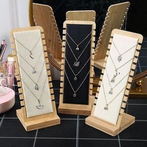 Bamboo Wood Jewelry Display Stand Necklace Showcase Holder Pendant Long Chain Handing Organizer Holder For Necklaces