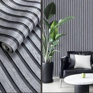 Self- Adhesive Wallpaper Flute Panel Design - Gray-5M