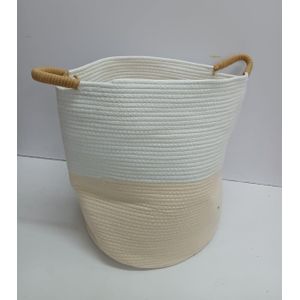 BIG LAUNDRY BASKET COTTON WOOVEN ROPE STORAGE HAMPER WITH ROPES