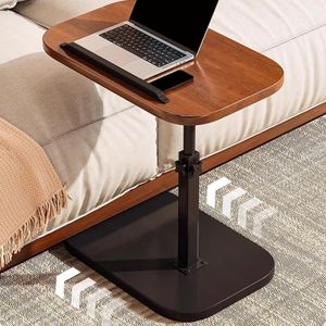 Bed Tray Table (Dual-Use: Dining & Laptop) - Swivel, Height-Adjustable, Mobile Bedside Table