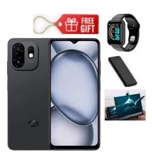 Itel A100c, 6.6" 90Hz Super Clear Display, 64GB ROM + 2GB RAM, 5000mAh Battery - Black + Smart Watch, Power Bank & Magnifier 