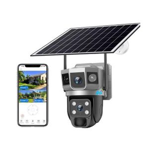 Solar Light  V380PRO 4MP Dual Lens Solar Camera 8w Solar Panel 8000mah Battery 360 Degree PTZ Camera Motion Detection Bullet Camera