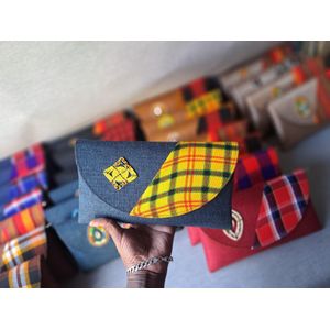 stylish beaded leather clucth bag