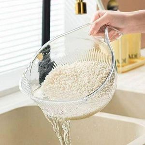 Premium Acrylic Rice Washing Bowl / Colander / Rice Drainer-Clear.
