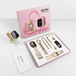 A58 Plus Women Smart Watch Touch Screen with Gold Accessories Gift Box