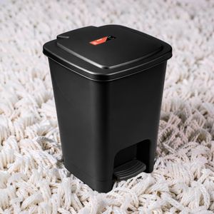 30 Litres Black Hard Plastic Seamless Design Strong Material Step Pedal Garbage Waste Dust Bin