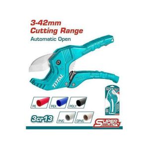 TOTAL Automatic PVC Pipe Cutter, Up to 3-42mm cutting range, Ratchet Pipe Cutter Heavy-Duty, Pex Cutting Tool for Cutting PEX, PVC, PPR Plastic Hoses and Plumbing Pipe