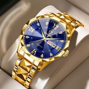 BINBOND BINBOND-Men's Quartz Steel Band Watch With Waterproof Night Light And Anti Drop Glass Watch-golden