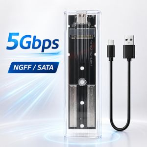 USB-C Transparent Enclosure for M.2 SSDs, 5Gbps External Hard Drive Case Tool-Free