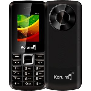 Koruima K102 Latest Phones 1.77" 1800mAh Larger Battery 5V 1A Detachable Charger Dual Sim Wireless FM Radio Button Mobile Phones Black