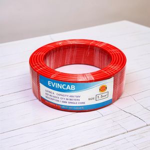 Evin 1.5mm Red Single Core Solid Low Smoke Flame Resistant PVC Indoor Electrical Wiring Cable 