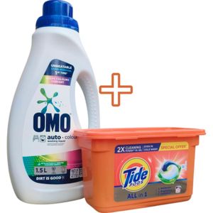 Auto Omo Colour Washing Liquid + Tide Laundry Pods