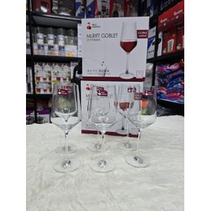 Mlrift Goblet Wine Glass Set – 6 Pieces (420ml) – Transparent Drinkware