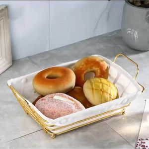 Metallic Fruit,bread,deco Holder Basket//palette With Cloth Support