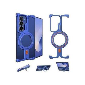 Oatsbasf Samsung Galaxy Z Fold 7 Phone Case,with 360°Rotatable Kickstand Magnetic Ring Stand,Metal Frameless Minimalist Design Bumper Case,Protective Shockproof Cover for Zfold 7(Natural Titanium)