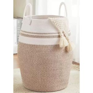 Large 65L Cotton Rope/ decorative woven Basket with extended handles