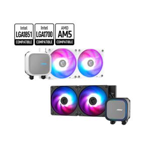 MAG CoreLiquid A13 240 White AIO Liquid CPU Cooler – 240mm Radiator, Dual 120mm ARGB PWM Fans, Intel LGA1700/1851 & AMD AM4/AM5 Support, Copper Cold Plate, Mystic Light Compatible White