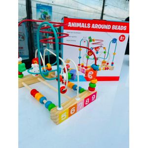 Wooden Bead Maze Educational Toy for Ages 3+ Years with Animal Theme, Counting Beads and Fine Motor Skills Activity