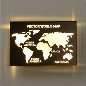 World Map Wall Lamp, LED Bedside Wall Lamp, Modern Minimalist Wall Lamp