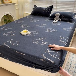 Printed Fitted Sheet Mattress Protector Double Bed Cover - 150*200cm