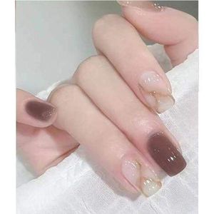 False Nail Brown Marble press on nails