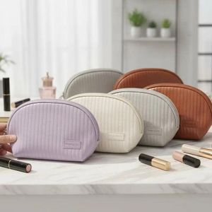 Portable Makeup Bag Waterproof Leather Pouch Travel Cosmetic Organizer for Women and Girls