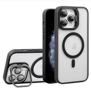 Black Magnetic Case For iPhone 12 Pro, Camera Bracket, Camera Protectors, Clear Acrylic + TPU MagSafe Compatible Cover