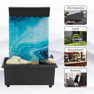 Tabletop Water Fountain Ornament USB 5V Battery Powered Mini Waterfall Decoration with LED Lights for Home Office Desk Relaxation and Ambience