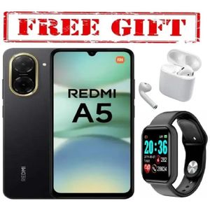 XIAOMI REDMI A5 64GB ROM 3GB RAM 4G NETWORK 5200MAH BATTERY 32MP main camera, 8MP front camera DUAL SIM 120HZ REFRESH RATE 6.88" ANDROID 15 + FREE GIFTS( EARPODS+SMART WATCH)