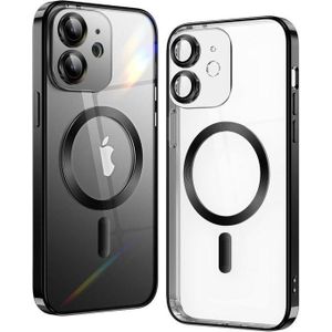 Magsafe2 Black Electroplated Clear Case With Magnet, Compatible With Magsafe, Supports Wireless Charging, Case Cover for iPhone 11