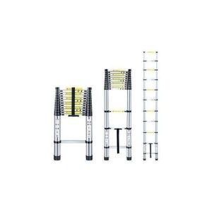 Portable Adjustable Aluminum Telescopic Ladder Foldable Ladder Straight Type 5.4M - METALLIC