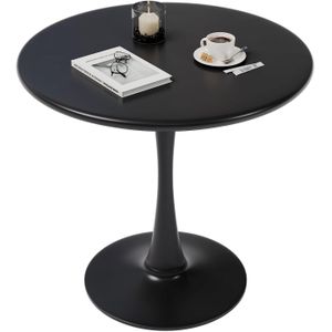 Black Round Tulip Dining Table 60cm Modern Bistro Table with Pedestal Base for Kitchen, Café & Small Spaces