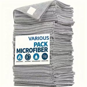 10pcs/set Microfiber Cleaning Cloths, Soft Absorbent Kitchen Towels, Lint-Free Reusable Cleaning Rags for Kitchen, Car, Household Cleaning, Grey